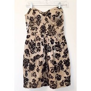 FOREVER 21 Strapless Gold / Black Metallic Dress